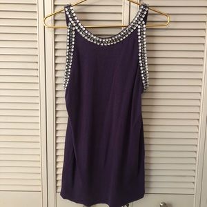 Tahari purple cashmere sleeveless sweater